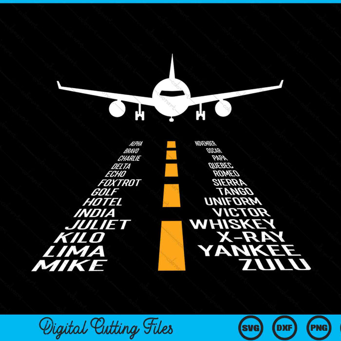 Airplane pilot airport runway phonetic alphabet plane SVG cut file