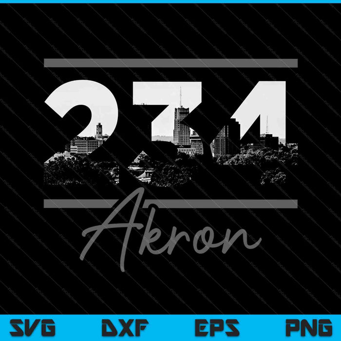 Akron 234 Area Code Skyline Ohio Vintage SVG PNG Cutting Printable Files