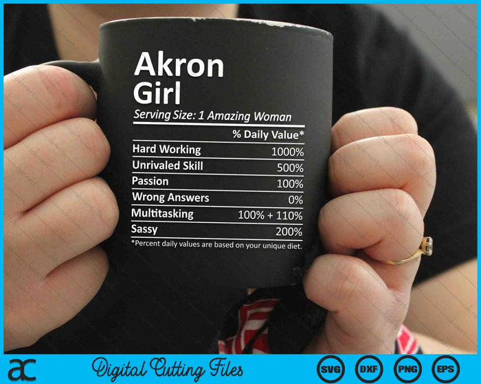 Akron Girl OH Ohio Funny City Home Roots SVG PNG Archivo de corte digital