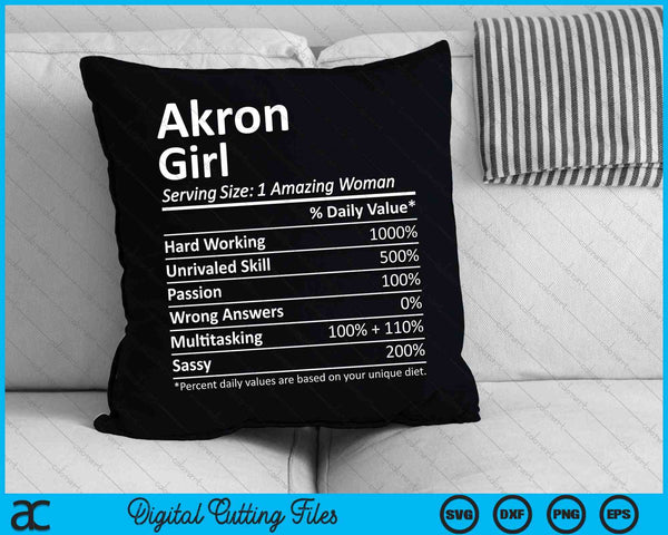 Akron Girl OH Ohio Funny City Home Roots SVG PNG Archivo de corte digital