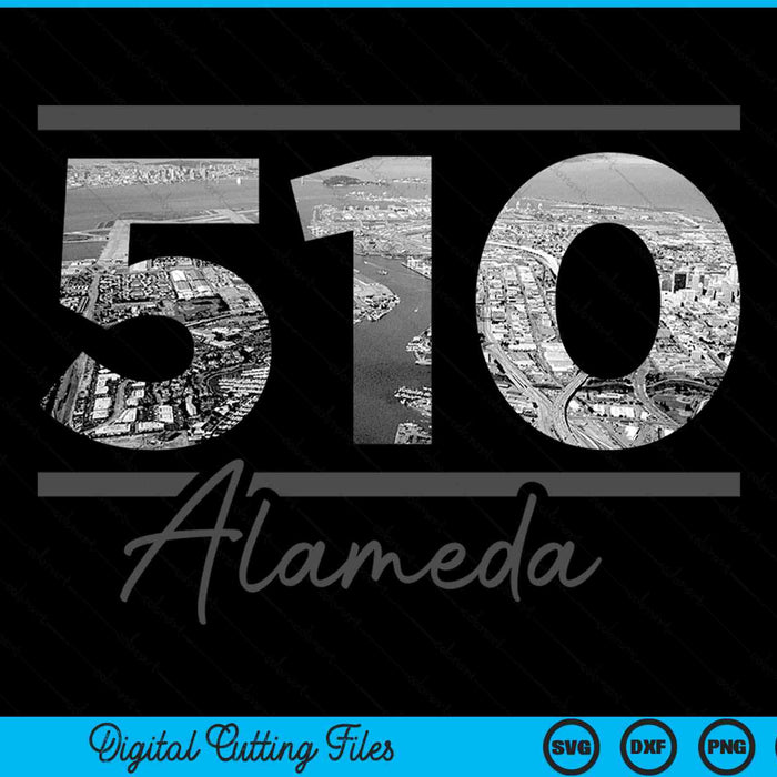 Alameda 510 Area Code Skyline California Vintage SVG PNG Digital Cutting Files