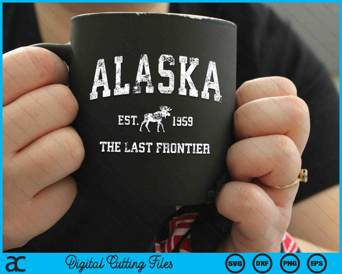 Alaska Est 1959 La última frontera Vintage Alaskan Moose SVG PNG Cortando archivos imprimibles