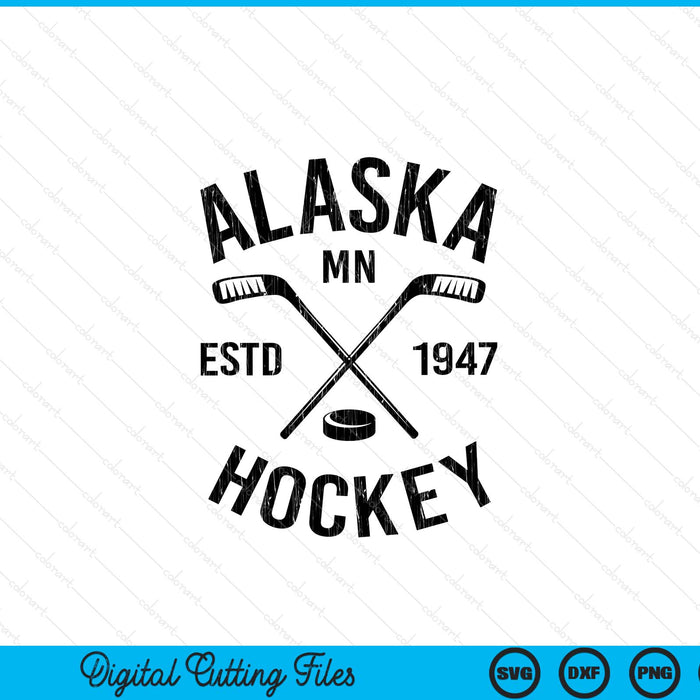 Alaska Minnesota Ice Hockey Sticks Vintage Gift SVG PNG Digital Cutting Files
