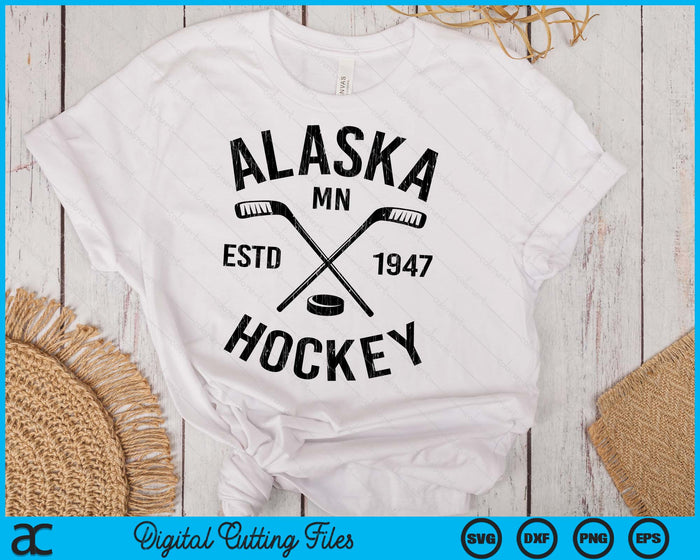 Alaska Minnesota Ice Hockey Sticks Vintage Gift SVG PNG Digital Cutting Files