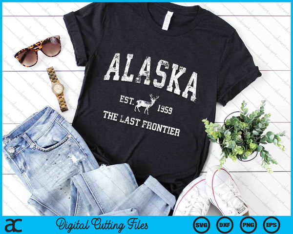 Alaska The Last Frontier Est 1959 Vintage Alaskan Moose SVG PNG digitale snijbestanden