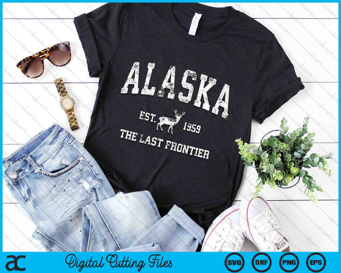 Alaska The Last Frontier Est 1959 Vintage Alaskan Moose SVG PNG Digital Cutting Files