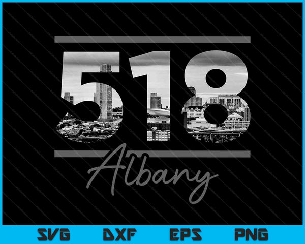 Albany 518 Netnummer Skyline New York State Vintage SVG PNG Snijden afdrukbare bestanden
