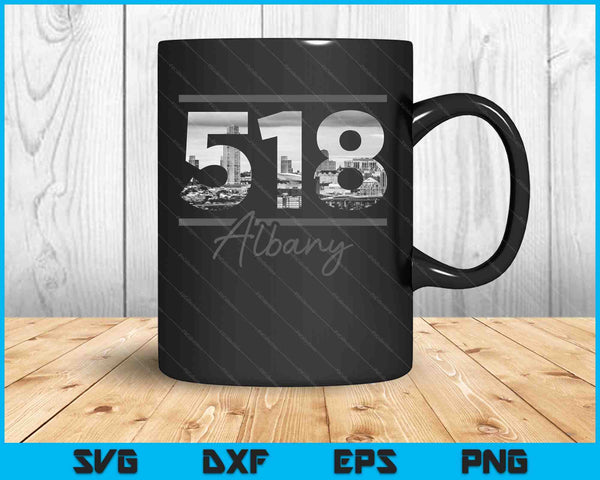Albany 518 Area Code Skyline New York State Vintage SVG PNG Cutting Printable Files