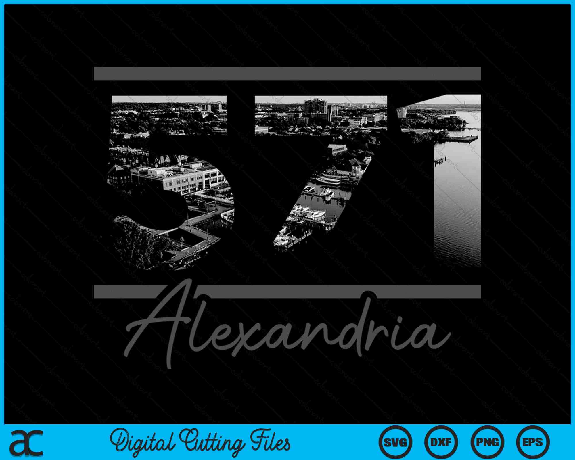 Alexandria 571 Area Code Skyline Virginia Vintage SVG Cutting Files ...