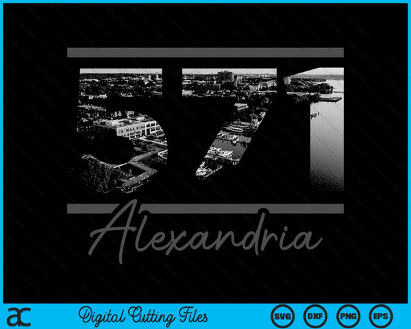 Alexandria 571 Area Code Skyline Virginia Vintage SVG PNG Digital Cutting Files