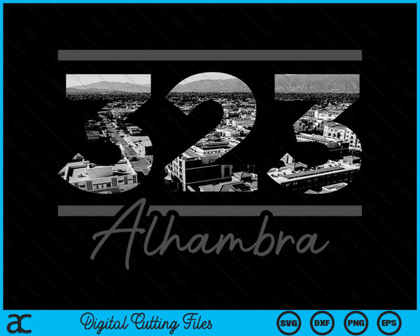 Alhambra 323 Area Code Skyline California Vintage SVG PNG Digital Cutting Files