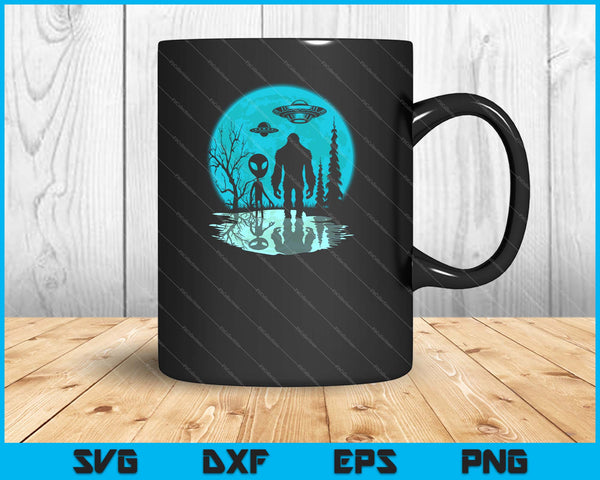 Alien y Bigfoot Moon SVG PNG cortando archivos imprimibles