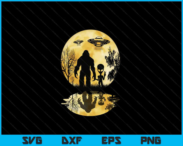 Alien Bigfoot Moon Sasquatch UFO Extraterrestrial Men Women SVG PNG Digital Cutting Files