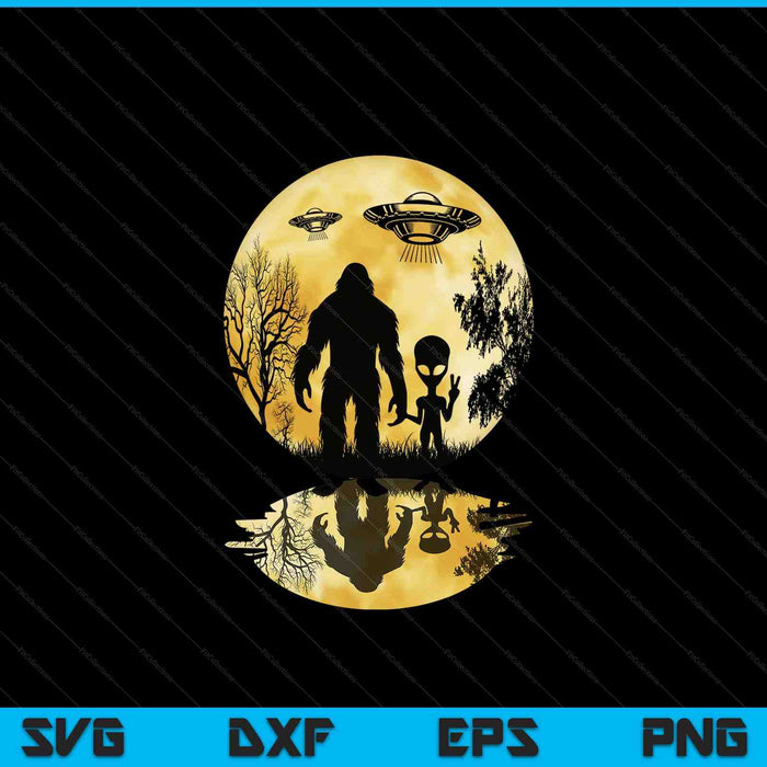 Alien bigfoot moon sasquatch UFO extraterrestrial SVG cut file