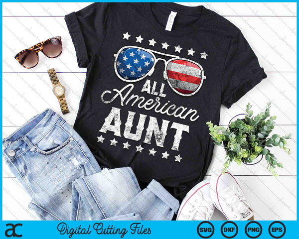 All American Aunt 4th Of July SVG PNG Cutting Printable Files - on a t-shirt