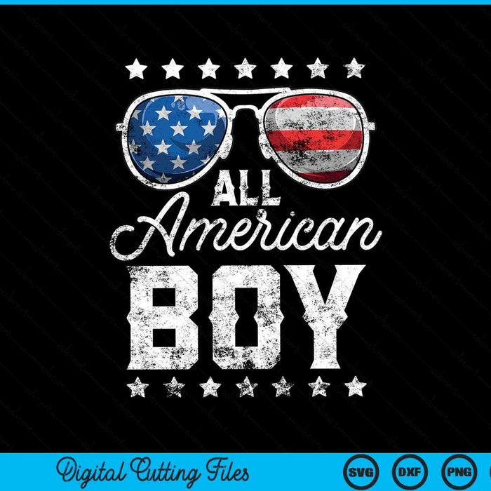 All American Boy 4th of July Shirt Design Svg Cut files