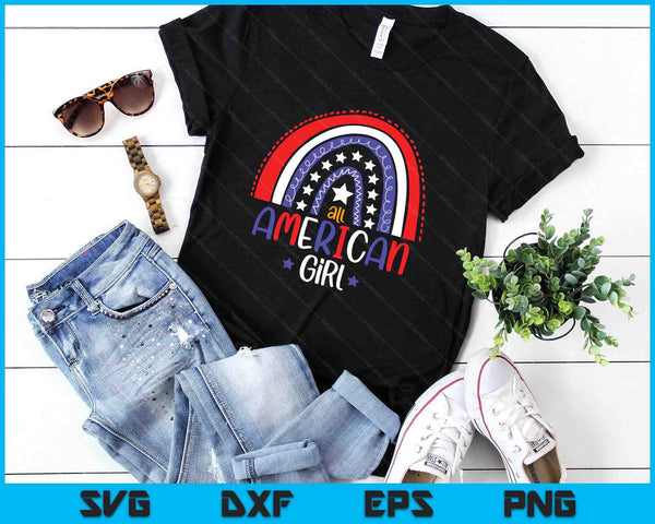 All American Girl July 4th America Flag Rainbow SVG PNG Digital Printable Files