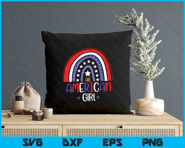 All American Girl July 4th America Flag Rainbow SVG PNG Digital Printable Files