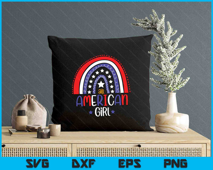 All American Girl July 4th America Flag Rainbow SVG PNG Digital Printable Files