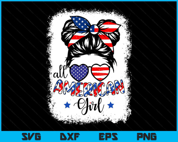 All American girl USA flag 4th July patriot SVG cut file