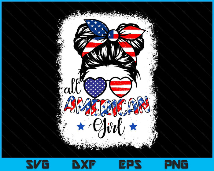 All American Girl Shirt USA Flag 4th July Patriot SVG PNG Digital Printable Files