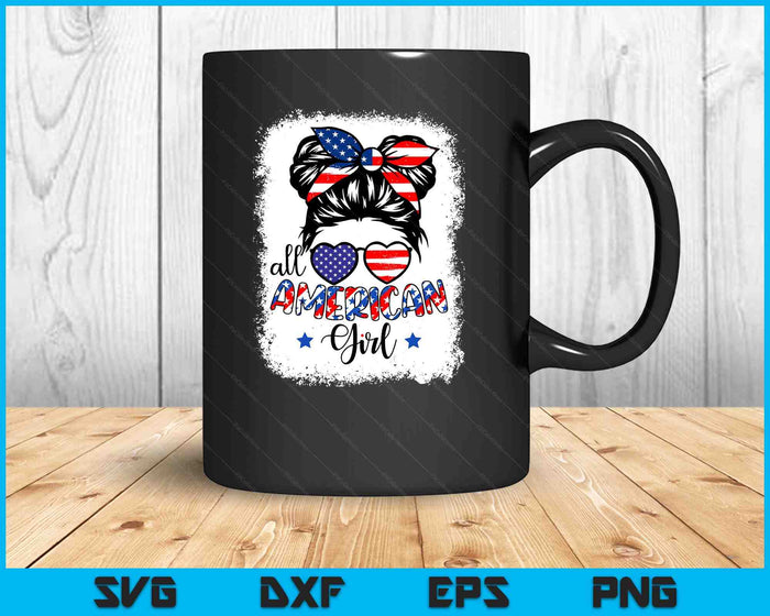 All American Girl Shirt USA Flag 4th July Patriot SVG PNG Digital Printable Files