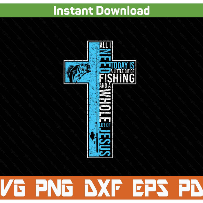Fishing And Jesus Christian Cross Fish SVG PNG Cutting Files