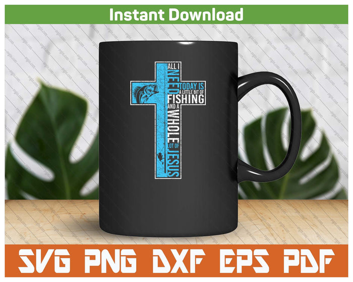 Fishing And Jesus Christian Cross Fish SVG PNG Cutting Files