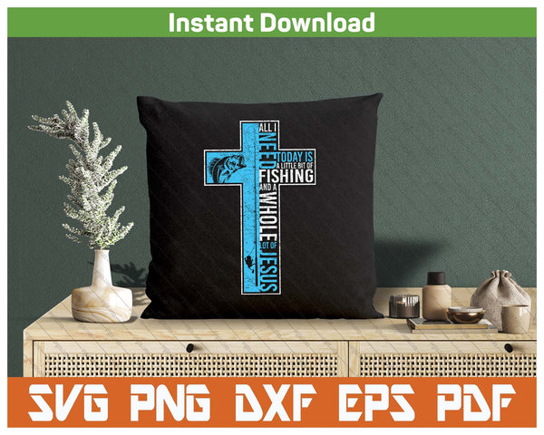 Fishing And Jesus Christian Cross Fish SVG PNG Cutting Files