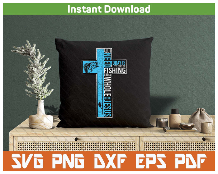 Fishing And Jesus Christian Cross Fish SVG PNG Cutting Files