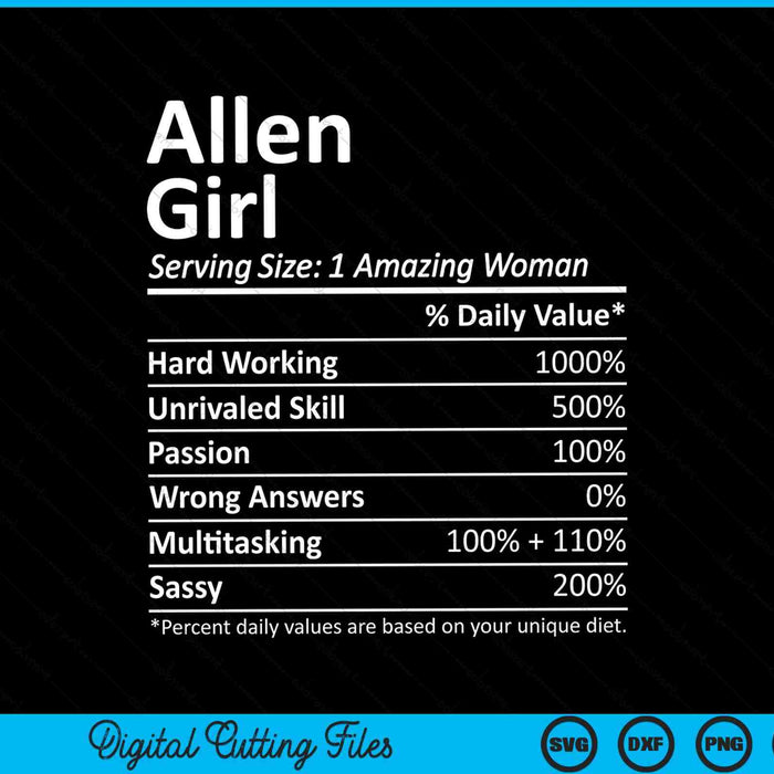 Allen Girl TX Texas Funny City Home Roots SVG PNG digitale snijbestanden