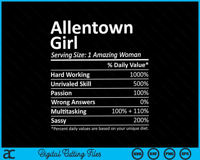 Allentown Girl PA Pennsylvania Funny City Home Roots SVG PNG Digital Cutting Files