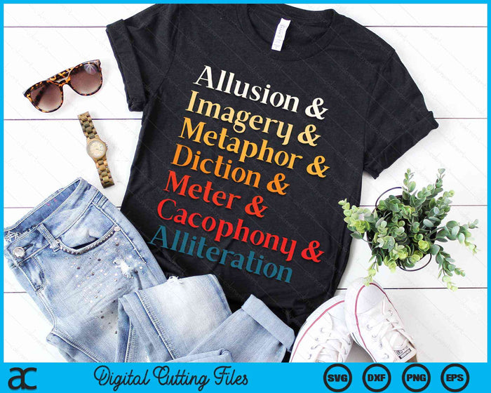Allusion & Imagery & Metaphor and Diction And Meter & Cacophony & Alliteration Poet SVG PNG Digital Cutting Files