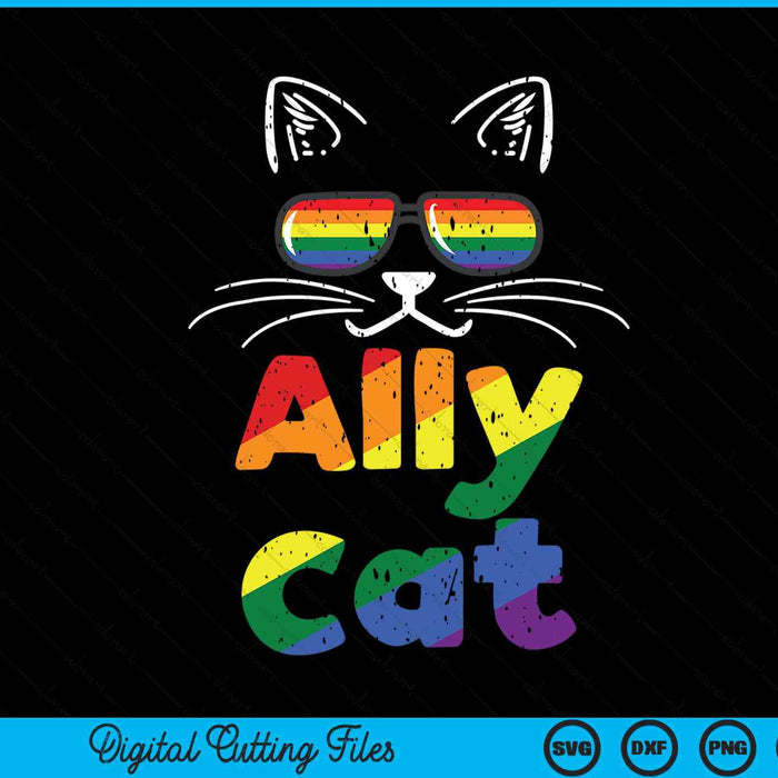 Ally Cat Pride Month Straight Ally Gay LGBTQ LGBT Women SVG PNG Digital Cutting Files