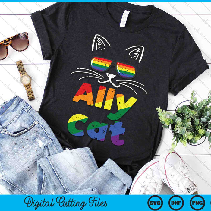 Ally Cat Pride Month Straight Ally Gay LGBTQ LGBT Women SVG PNG Digital Cutting Files