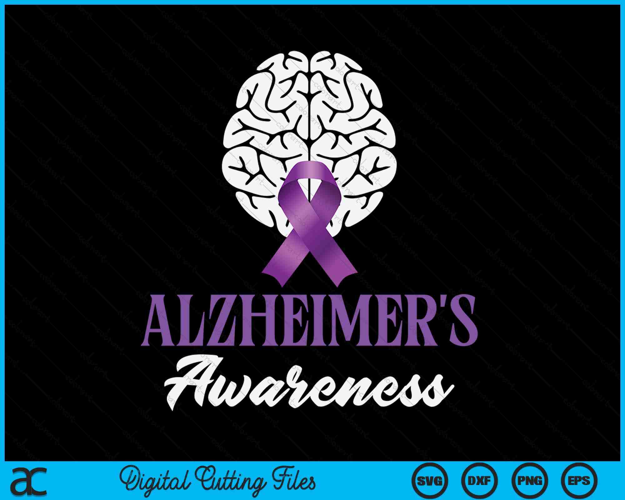 Alz Svg Alzheimer's Awareness Purple Ribbon SVG | Cut File PNG – Creativeusart