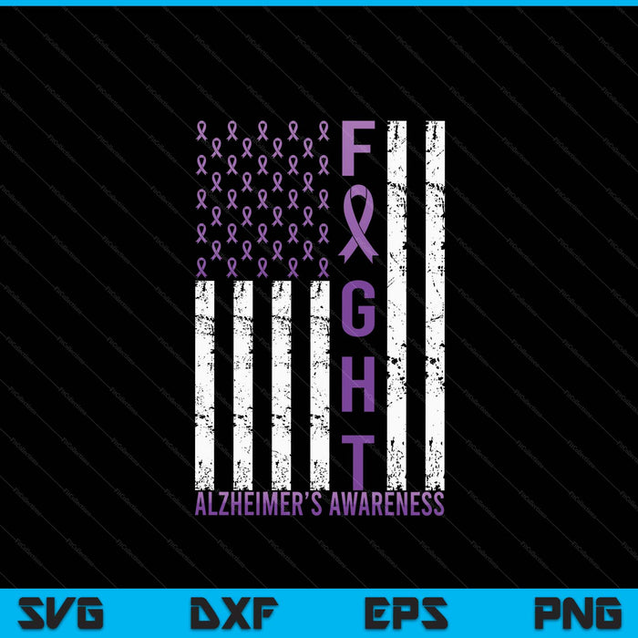 Alzheimer's awareness month day USA flag ribbon purple SVG cut file