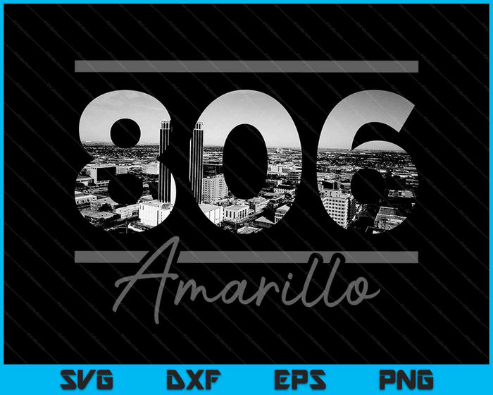 Amarillo 806 Código de área Skyline Texas Vintage SVG PNG Cortar archivos imprimibles