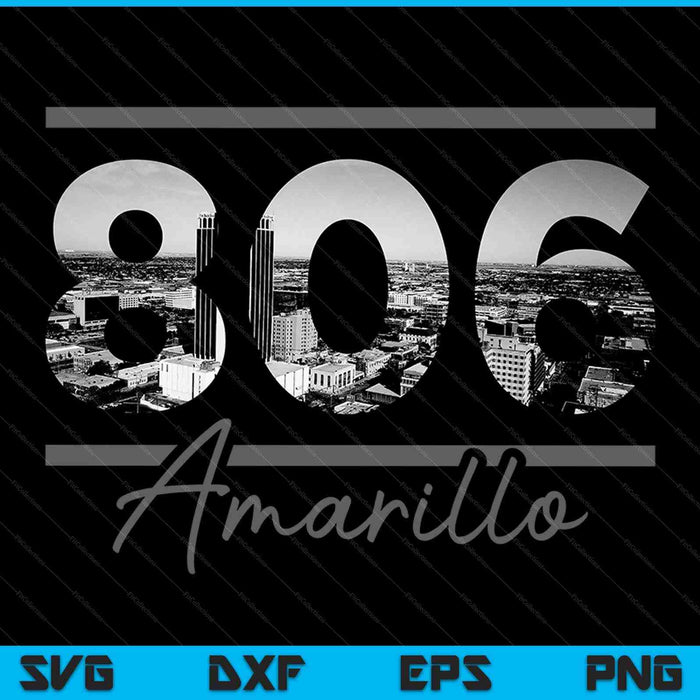 Amarillo 806 Area Code Skyline Texas Vintage SVG PNG Cutting Printable Files