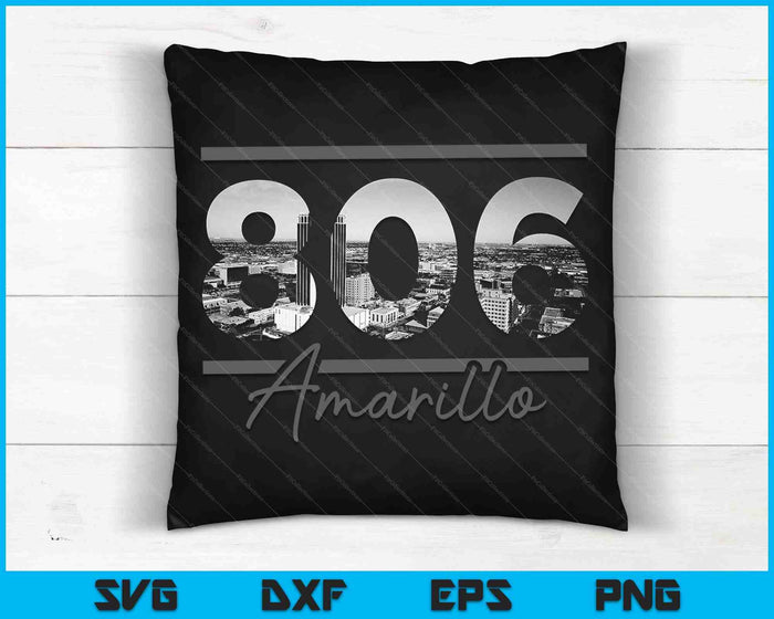 Amarillo 806 Código de área Skyline Texas Vintage SVG PNG Cortar archivos imprimibles