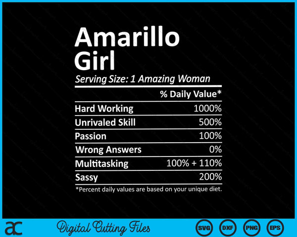 Amarillo Girl TX Texas Funny City Home Roots SVG PNG Cortar archivos imprimibles