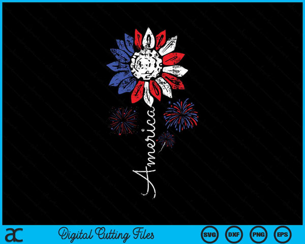 America Sunflower 4th Of July Independence Day Patriotic SVG PNG Cutting Printable Files