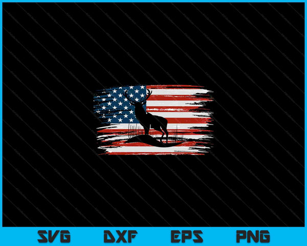 American Deer Hunter Patriotic Vintage US Flag Hunting SVG PNG Cutting Printable Files
