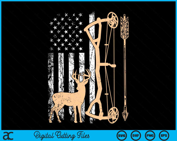 American Deer Hunting Bow Hunter Flag Accessories Hunt Gift SVG PNG Cutting Printable Files