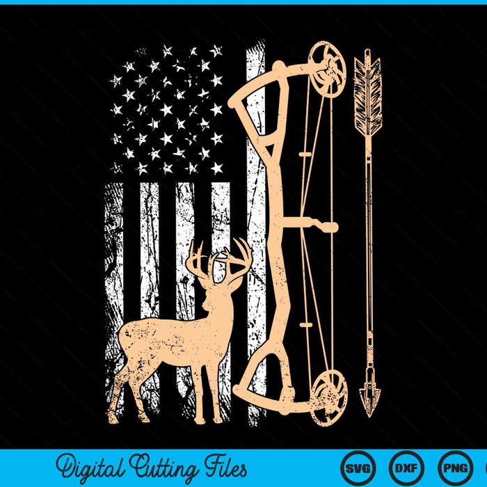 American Deer Hunting Bow Hunter Flag Accessories Hunt Gift SVG PNG Cutting Printable Files