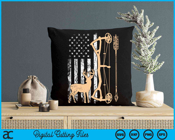 American Deer Hunting Bow Hunter Flag Accessories Hunt Gift SVG PNG Cutting Printable Files