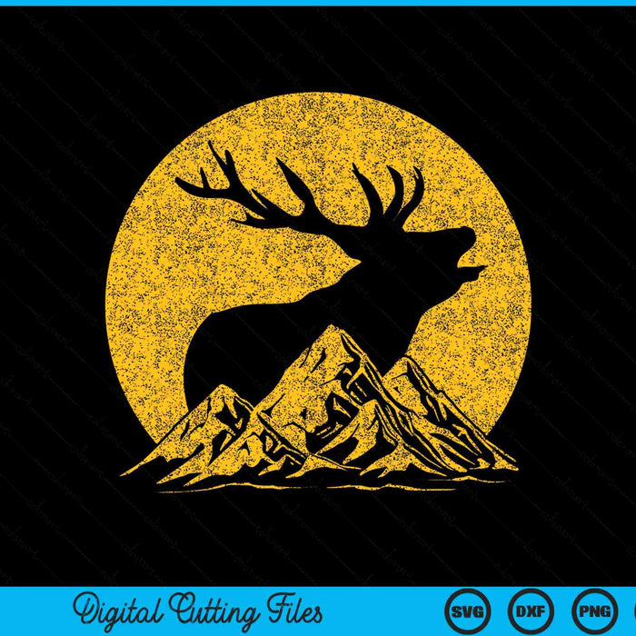American Elk Hunter Papá Vintage Retro Arco Caza SVG PNG Archivos de corte digital