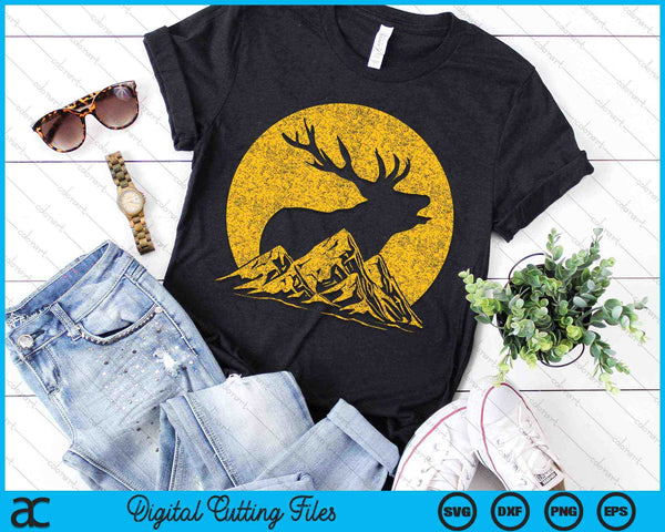 American Elk Hunter Dad Vintage Retro Bow Hunting SVG PNG Digital Cutting Files - on a t-shirt