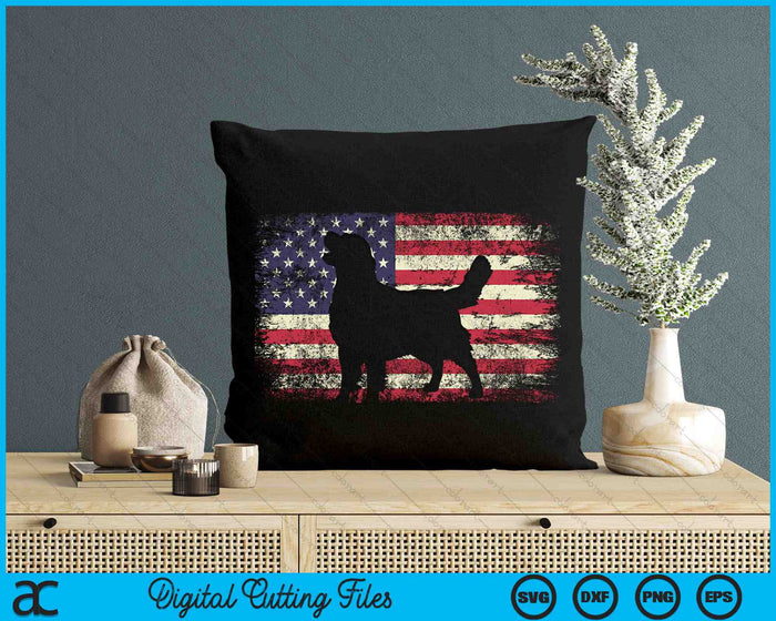 Amerikaanse vlag 4 juli Golden Retriever SVG PNG digitale snijbestanden