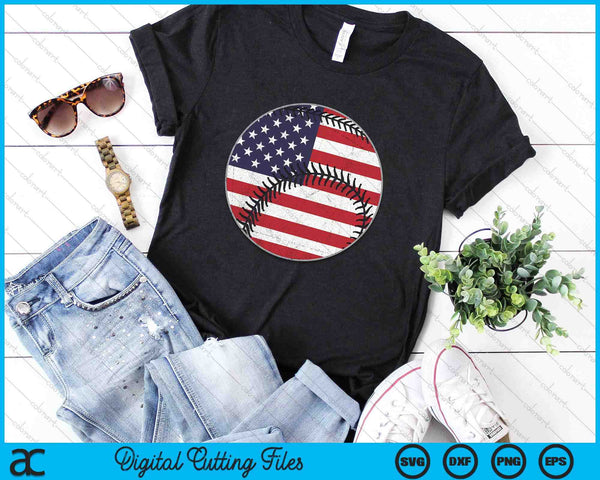 American Flag Baseball Men Women Kids SVG PNG Digital Cutting File - on a t-shirt